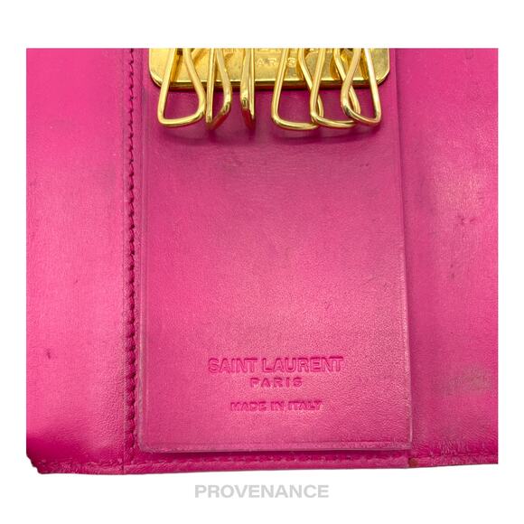 🔴 Saint Laurent Paris SLP Key Card Wallet - Pink Leather - Picture 6 of 7